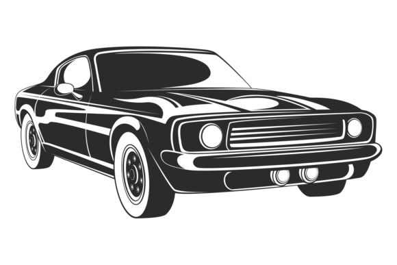 Download Muscle Car Icon. Black Vintage Auto Vehi - Vintage Collection