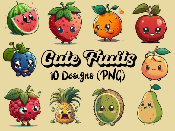 Download Sweet Faces: Cute Fruits Illustrations - Faces Collection
