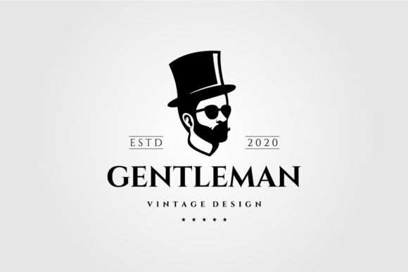 Download Gentleman Vintage Logo Man with Hat - Vintage Collection