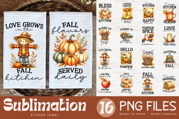 Download Fall Kitchen Towel Sublimation Designs - Premium Bundle