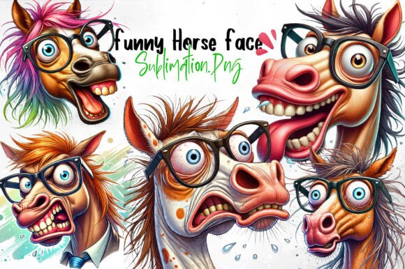 Download Funny Horse Faces Sublimation Bundle - Faces Collection