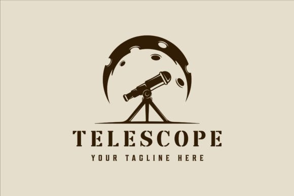 Download Telescope and Moon Logo Vintage Vector - Vintage Collection