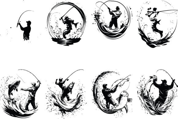 Download Vintage American Fishing Emblems - Vintage Collection